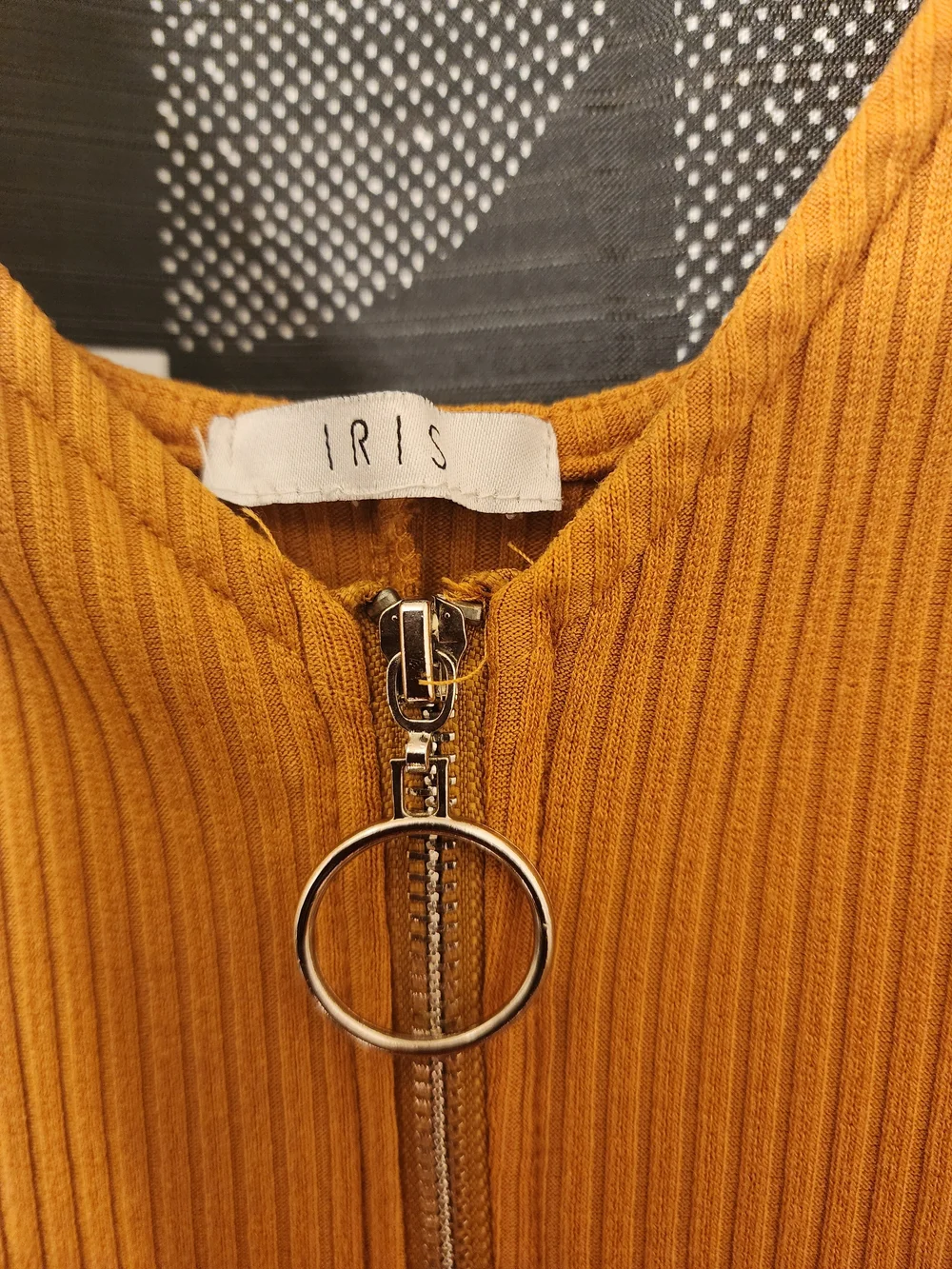 Iris Mustard Ribbed Zip-Front Mini  Dress - Picture 3 of 5